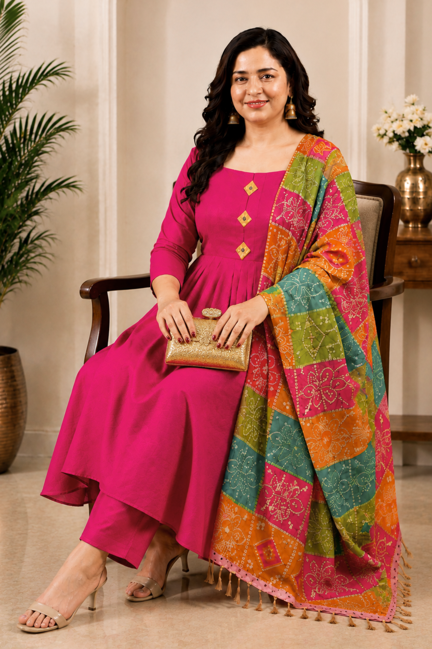Rani Aabha Rayon Anarkali Set