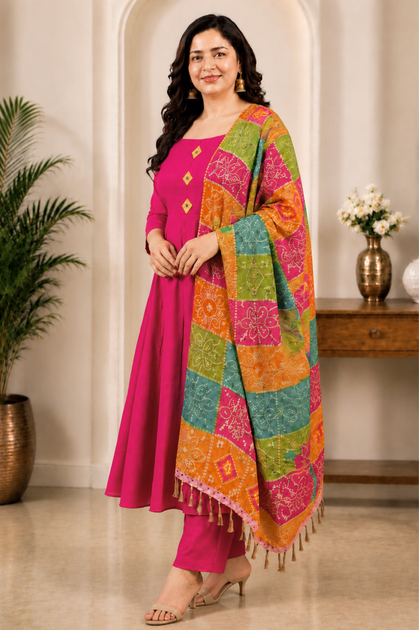 Rani Aabha Rayon Anarkali Set