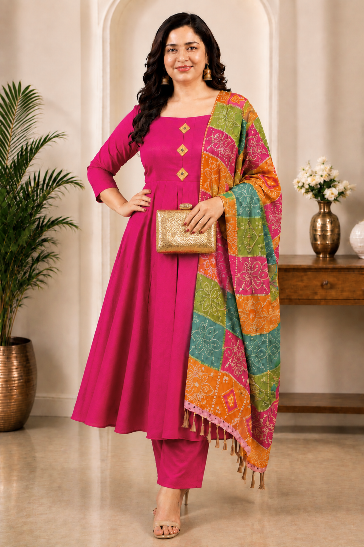 Rani Aabha Rayon Anarkali Set
