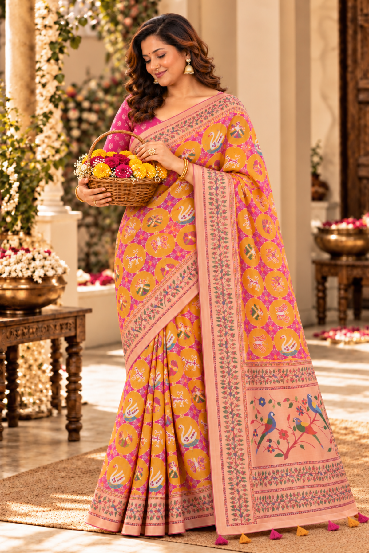 Rasika Printed Saree With 1.5 Mtr Blouse Piece