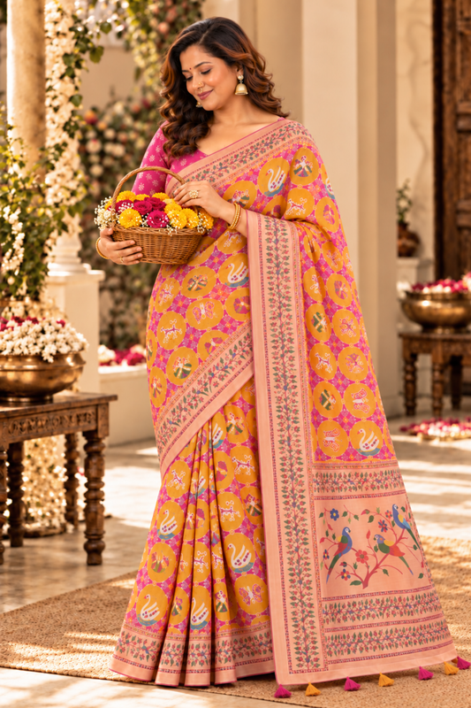 Rasika Printed Saree With 1.5 Mtr Blouse Piece