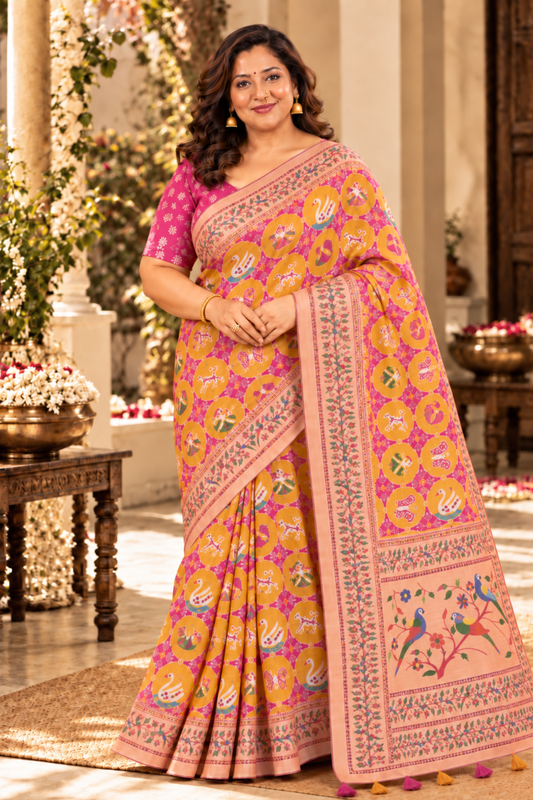 Rasika Printed Saree With 1.5 Mtr Blouse Piece