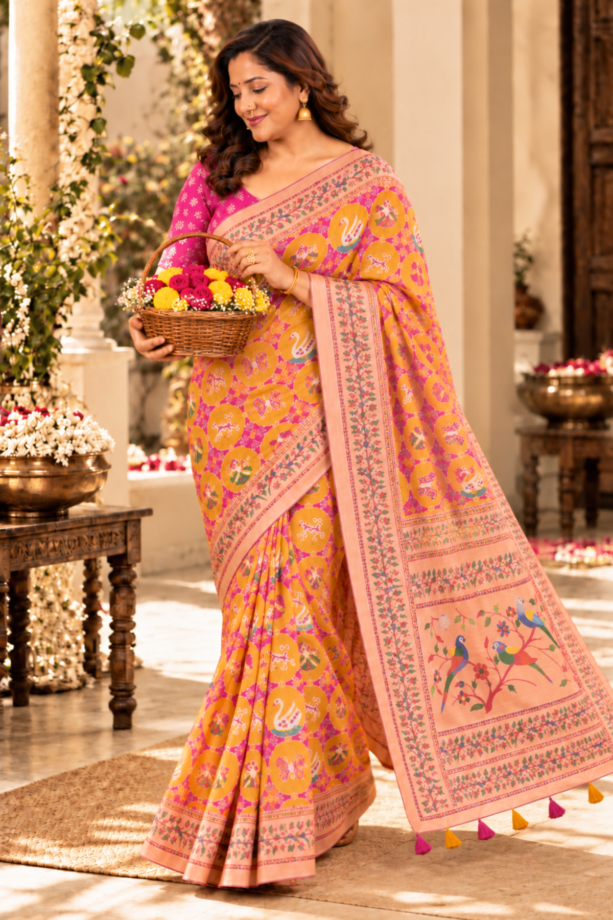 Rasika Printed Saree With 1.5 Mtr Blouse Piece