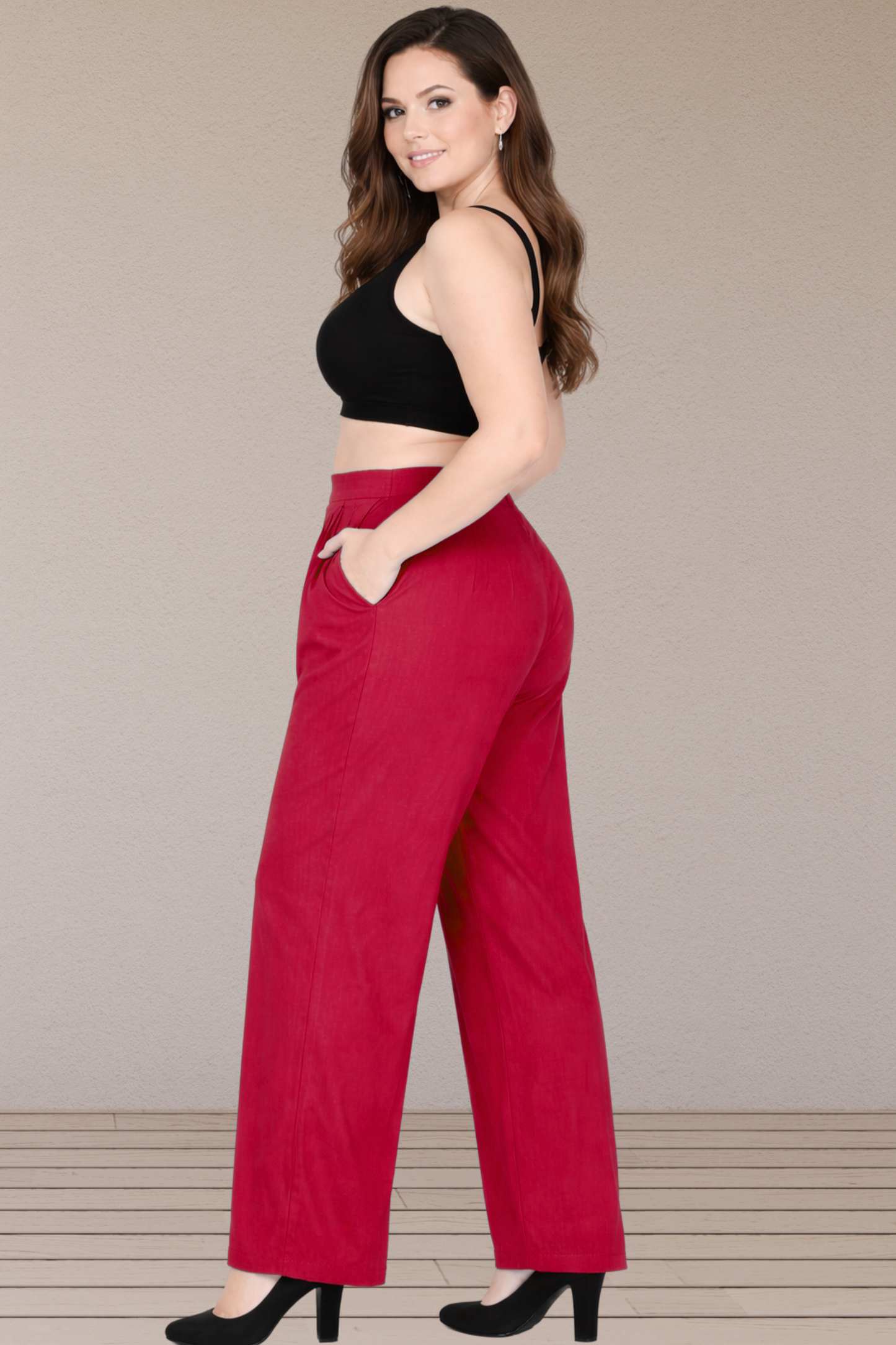 Red Belted Pant Palazzo