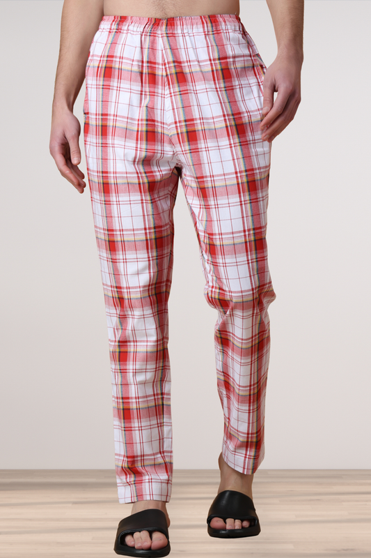 Red Checked Cotton Pant Pajama