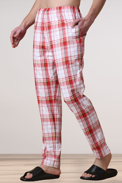 Red Checked Cotton Pant Pajama
