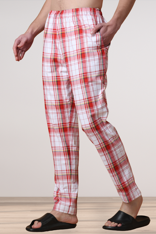 Red Checked Cotton Pant Pajama