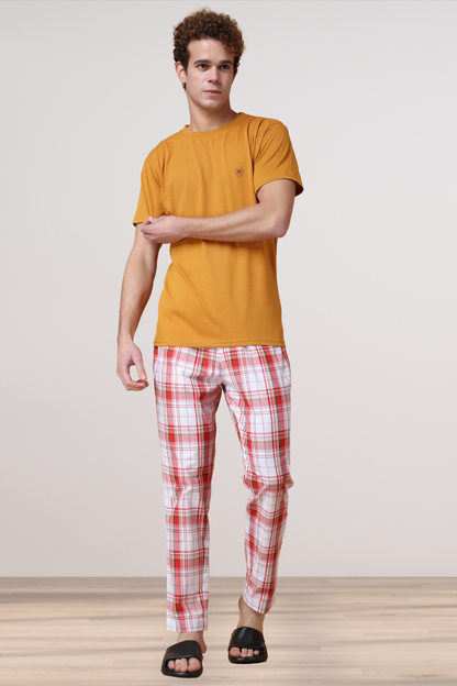 Red Checked Cotton Pant Pajama