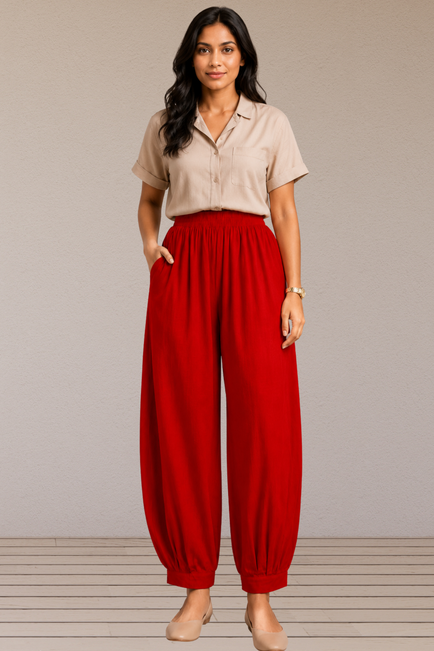 Red Cotton Afghani Pants