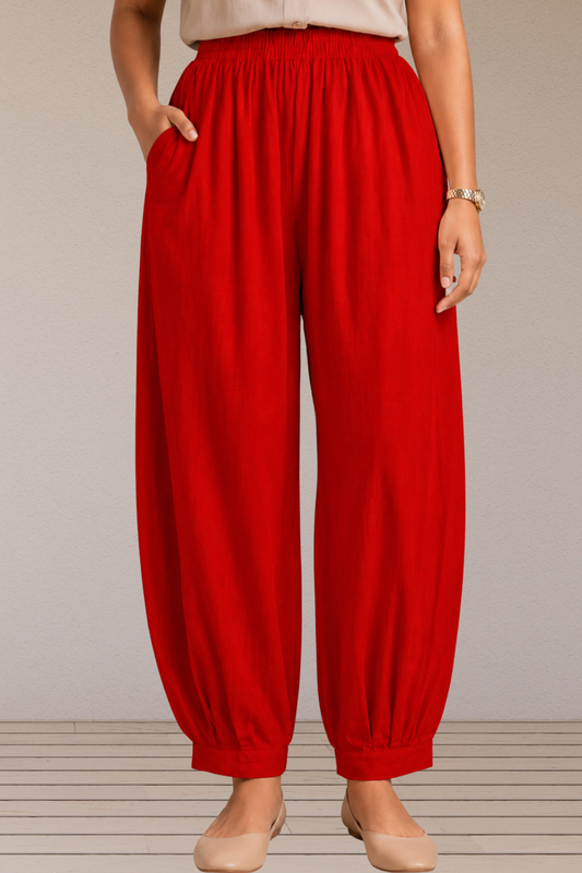 Red Cotton Afghani Pants