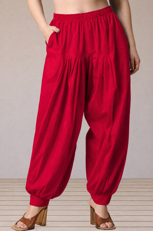 Red Cotton Afghani Salwar