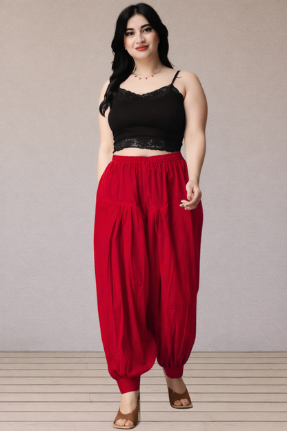Red Cotton Afghani Salwar