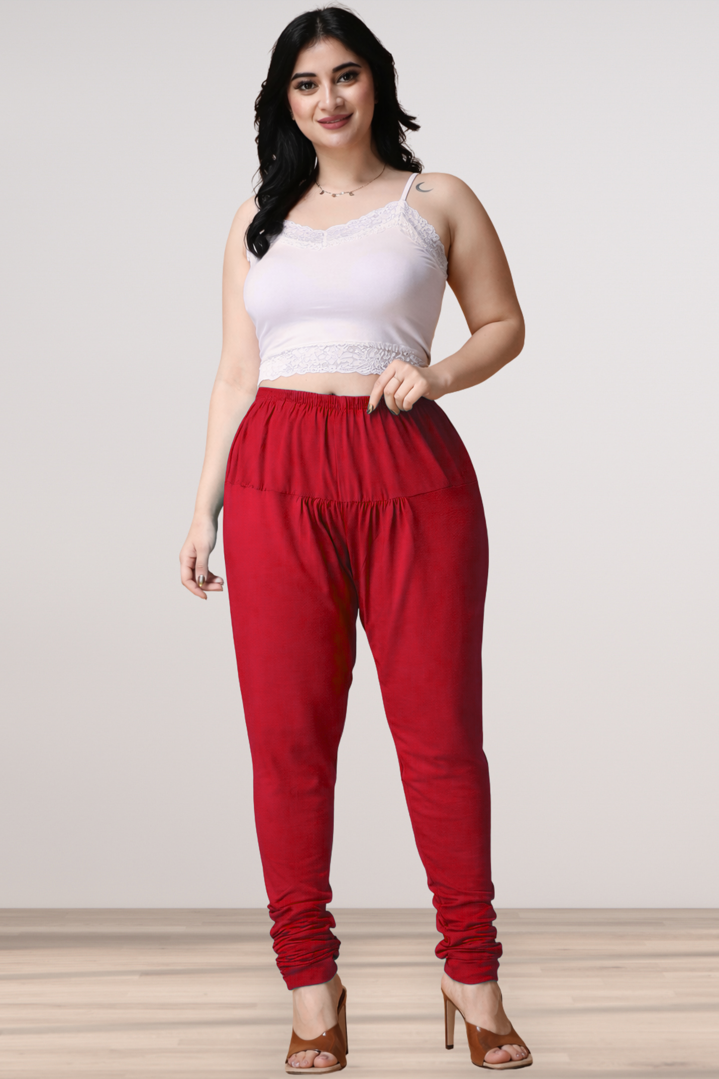 Red Cotton Churidar Pants