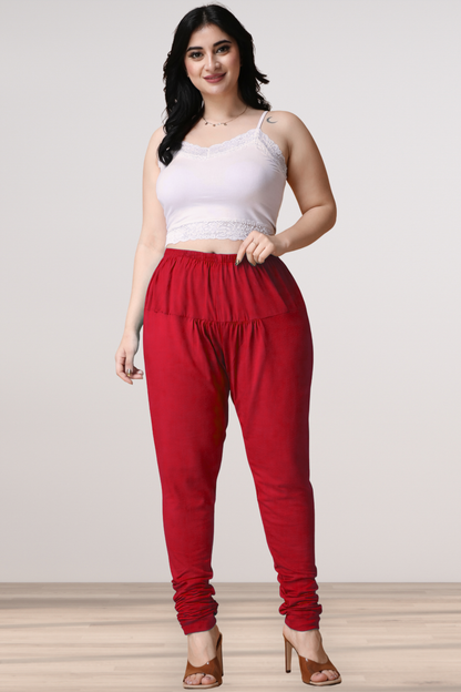Red Cotton Churidar Pants