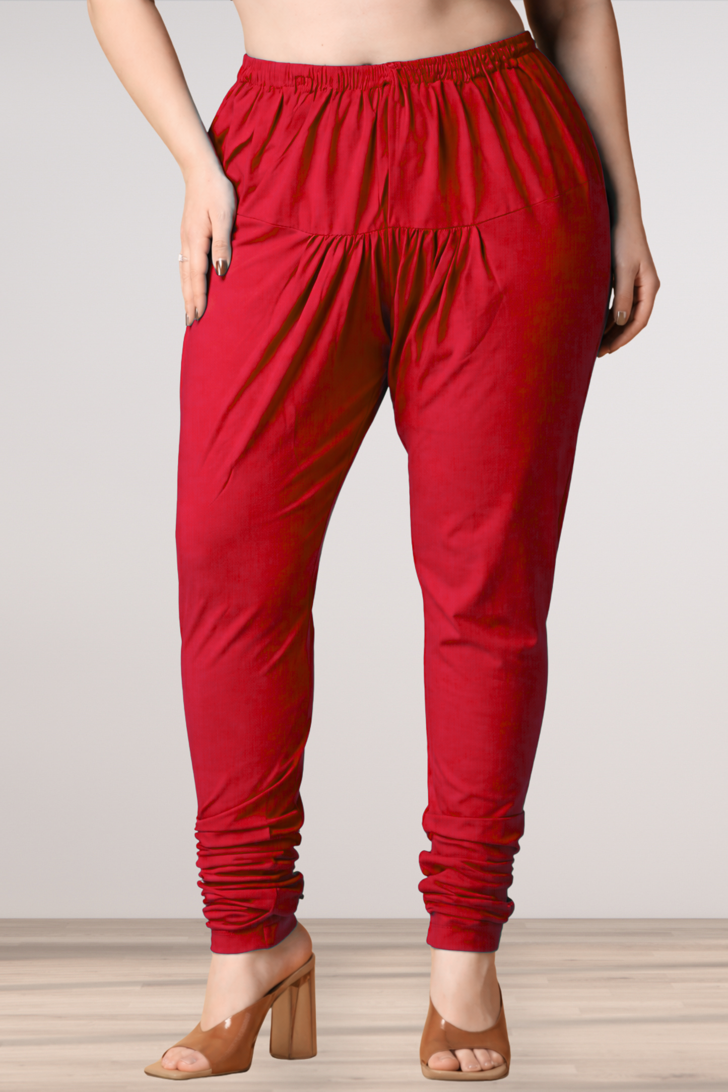 Red Cotton Churidar Pants