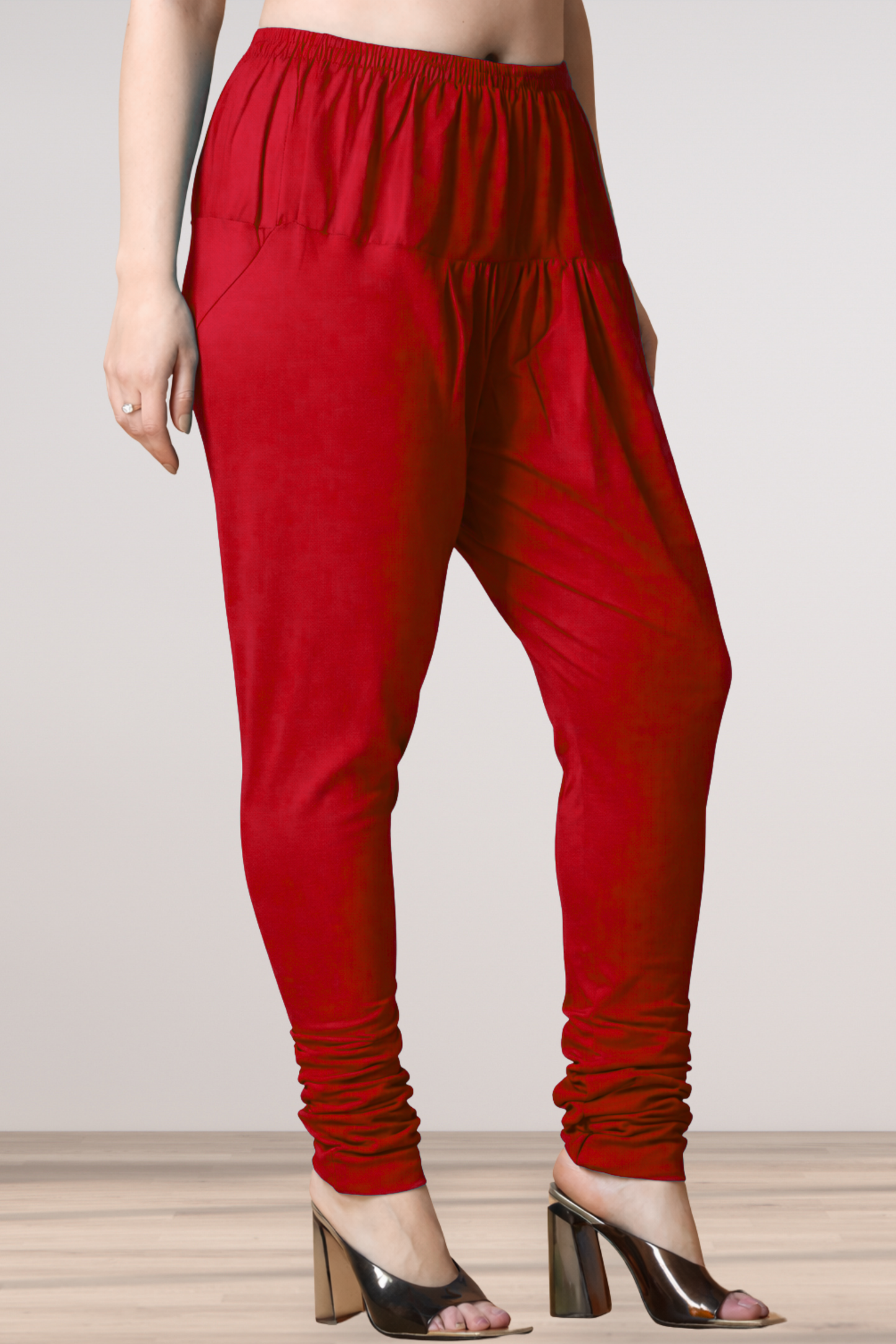 Red Cotton Churidar Pants