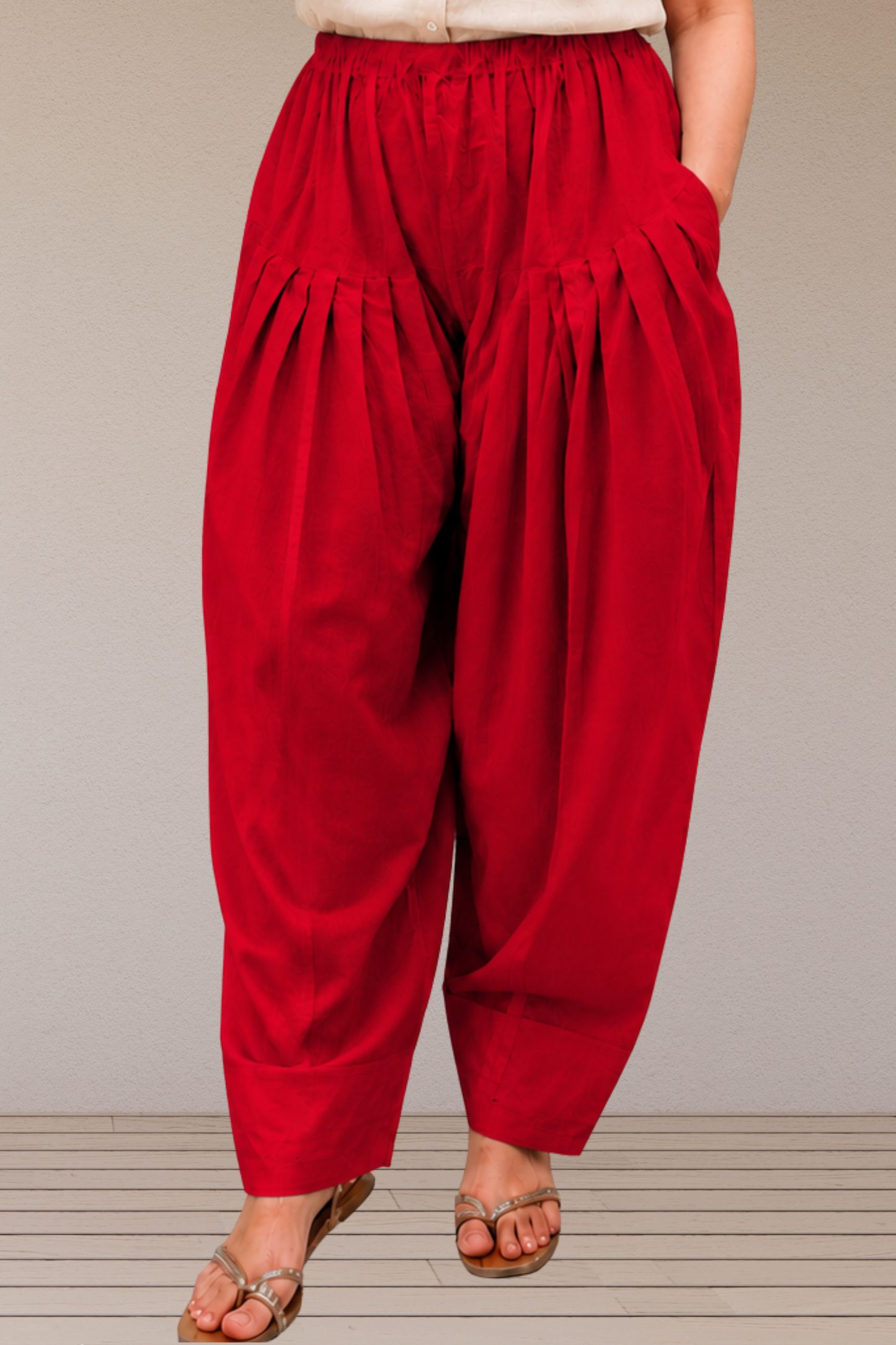 Red Cotton Farshi Salwar