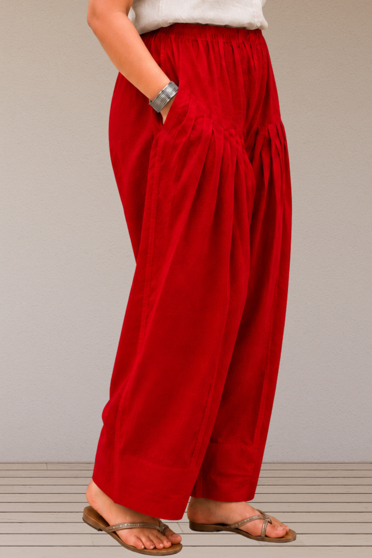 Red Cotton Farshi Salwar