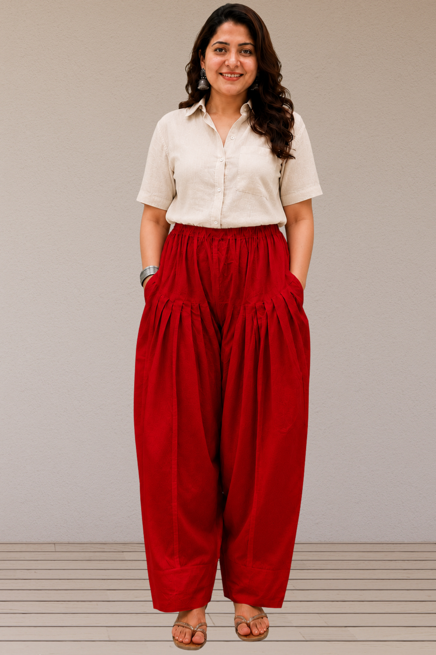 Red Cotton Farshi Salwar