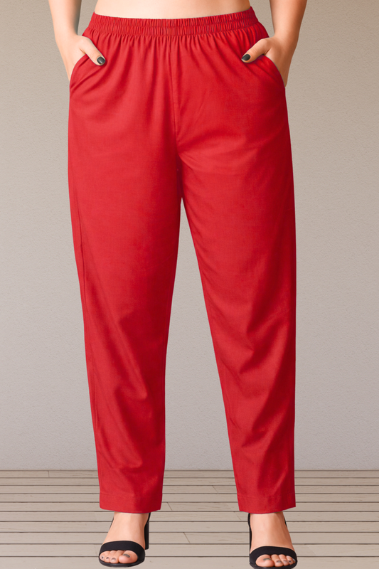 Red Cotton Kurti Pant