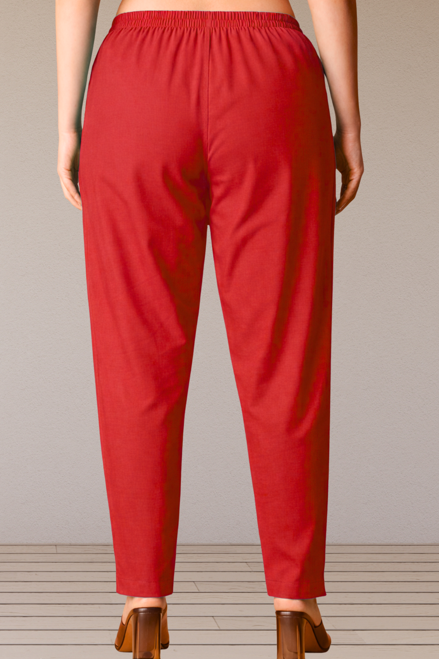 Red Poplin Cotton Pant