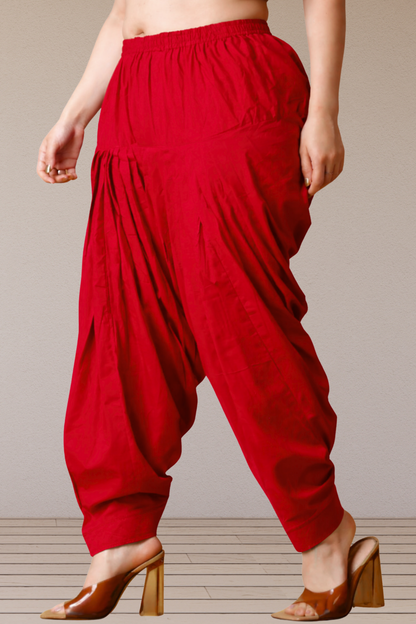 Red Cotton Patiala Salwar