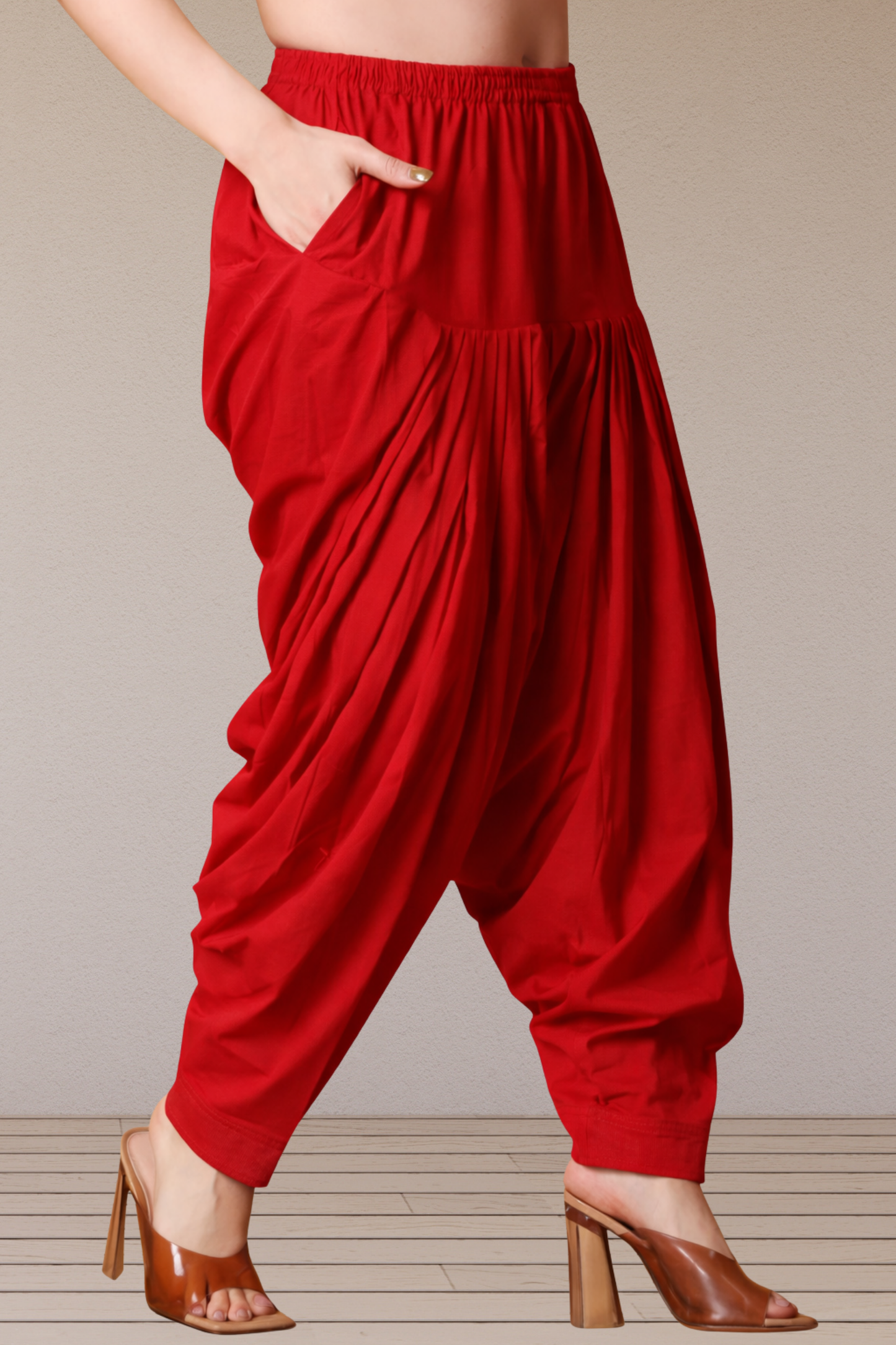 Red Cotton Patiala Salwar