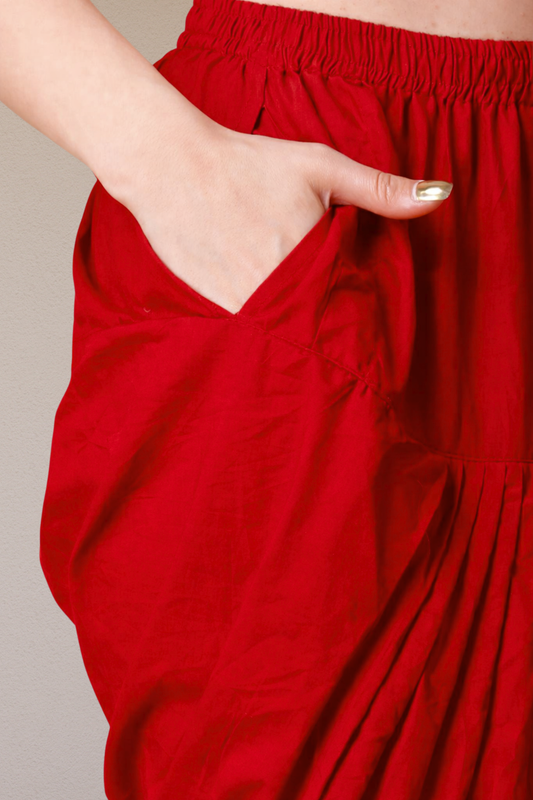 Red Cotton Patiala Salwar Pants