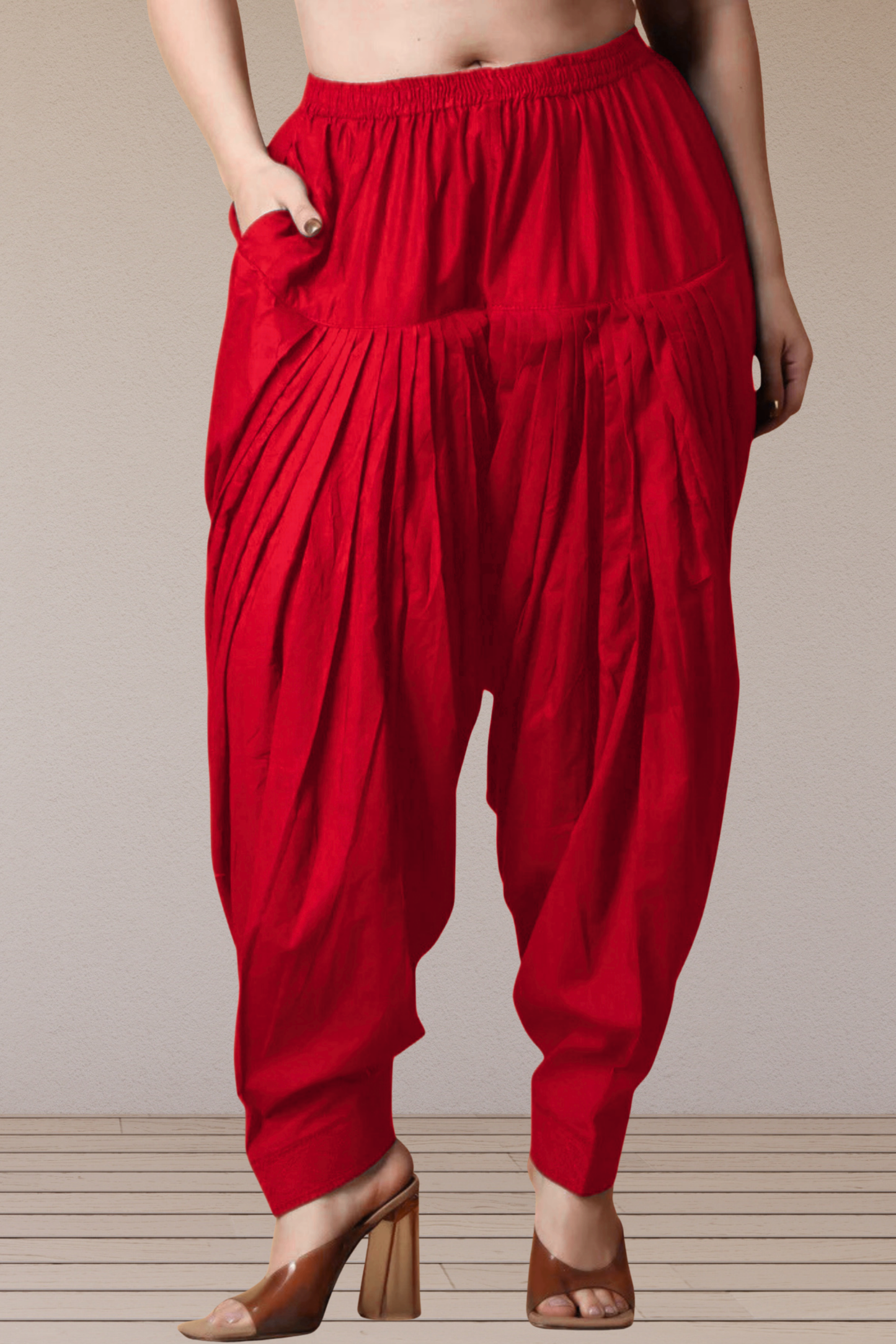 Red Cotton Patiala Salwar