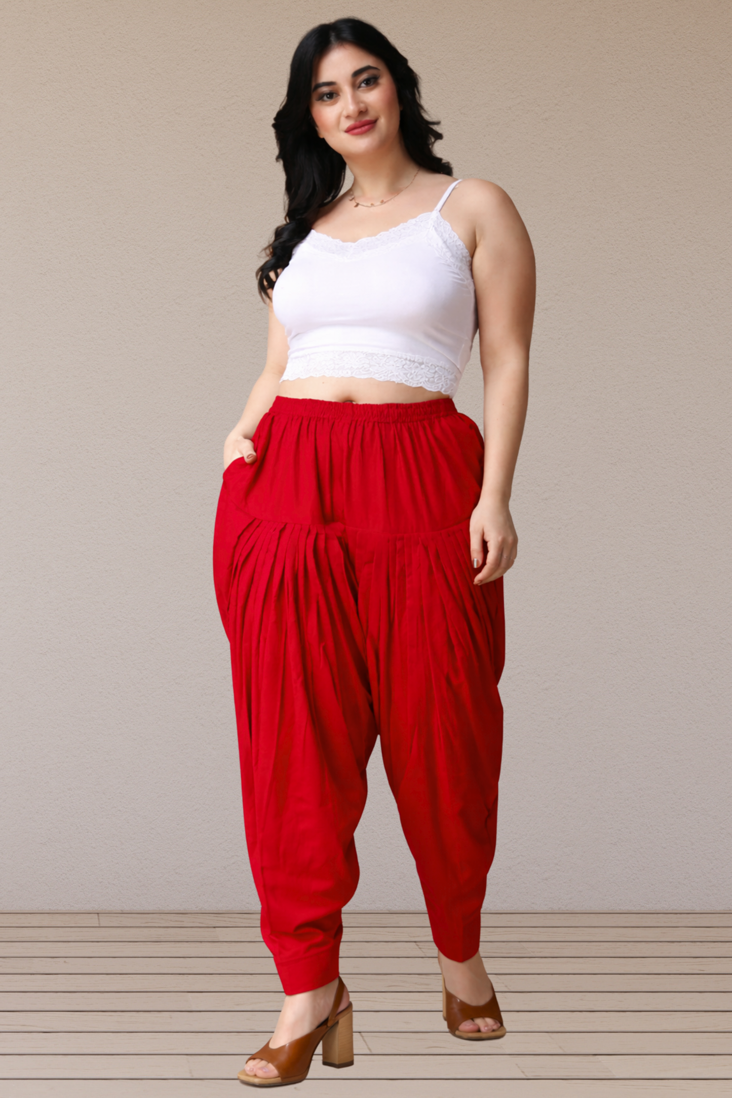 Red Cotton Patiala Salwar