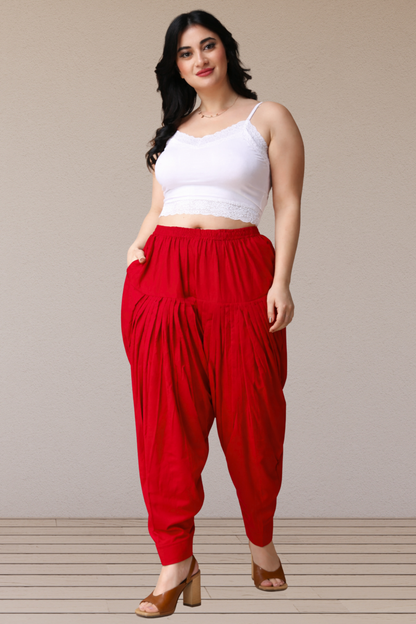 Red Cotton Patiala Salwar
