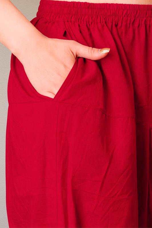 Red Cotton Straight Salwar