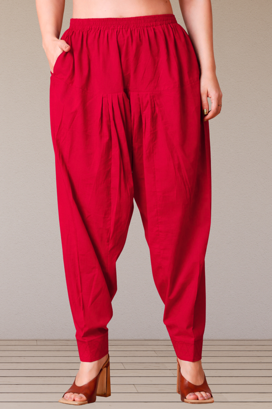 Red Cotton Straight Salwar