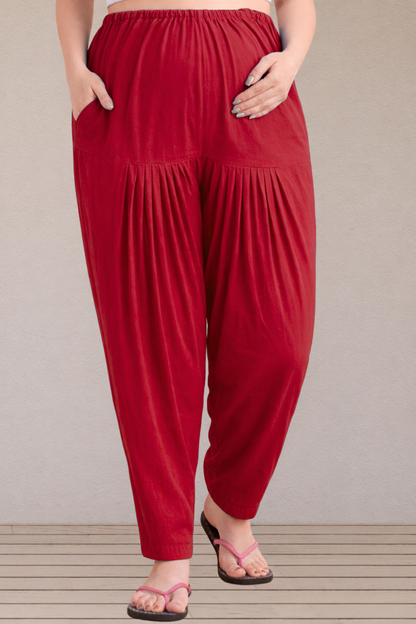 Red Easy Fit Cotton Maternity Salwar
