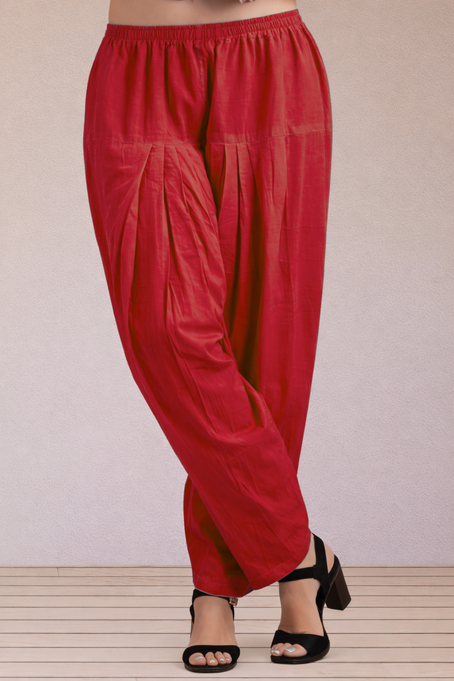 Red Easy Fit Cotton Salwar