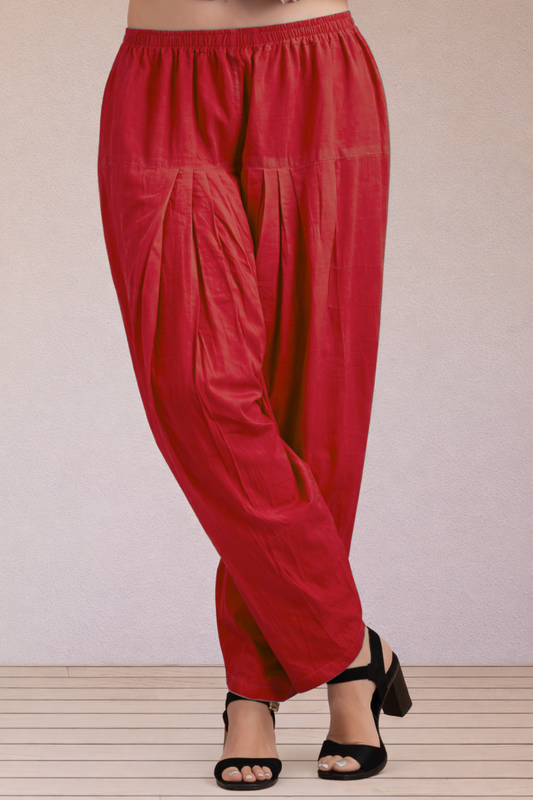 Red Easy Fit Cotton Salwar