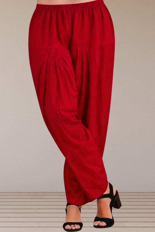 Red Easy Fit Cotton Salwar