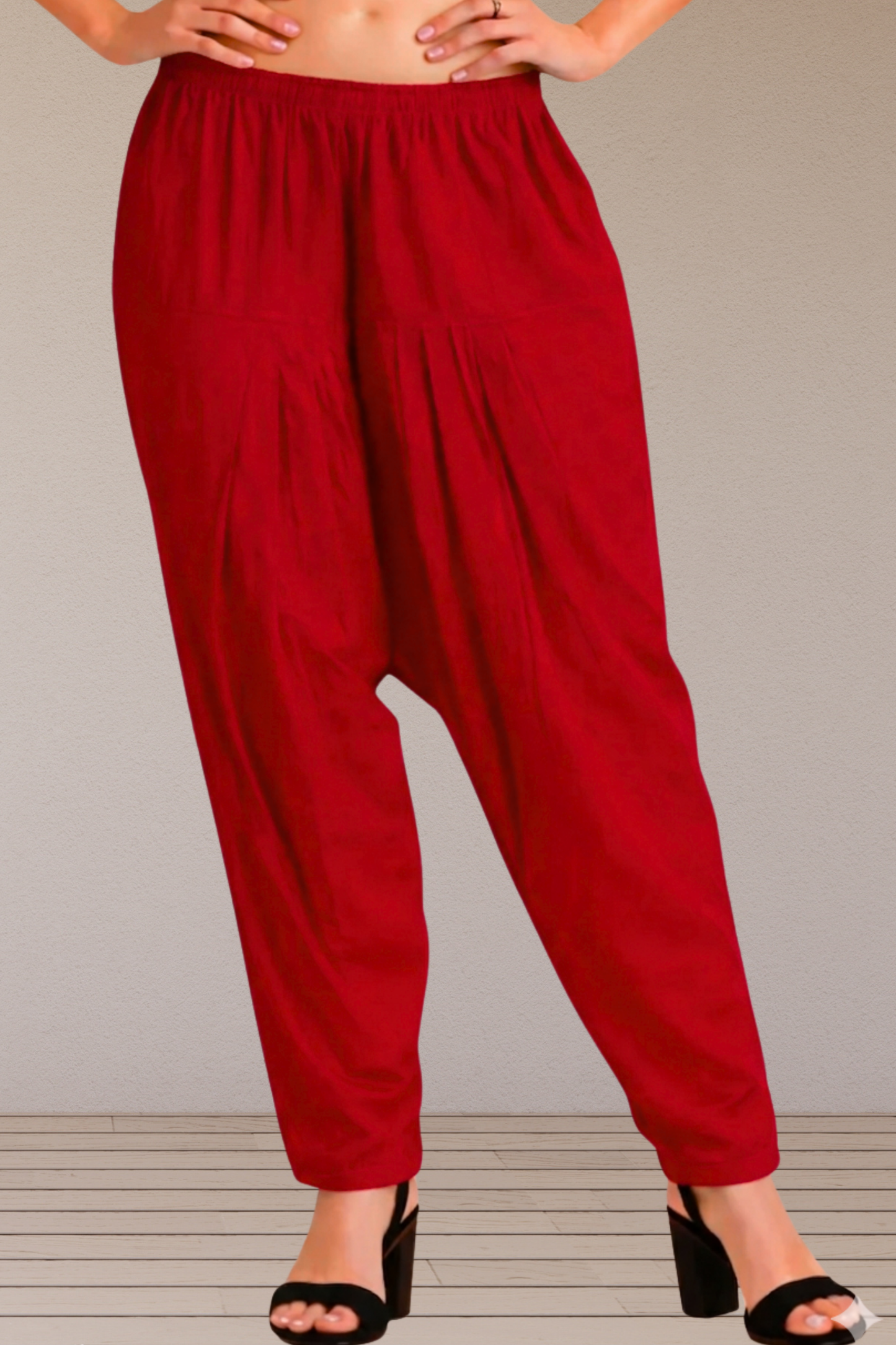 Red Easy Fit Cotton Salwar