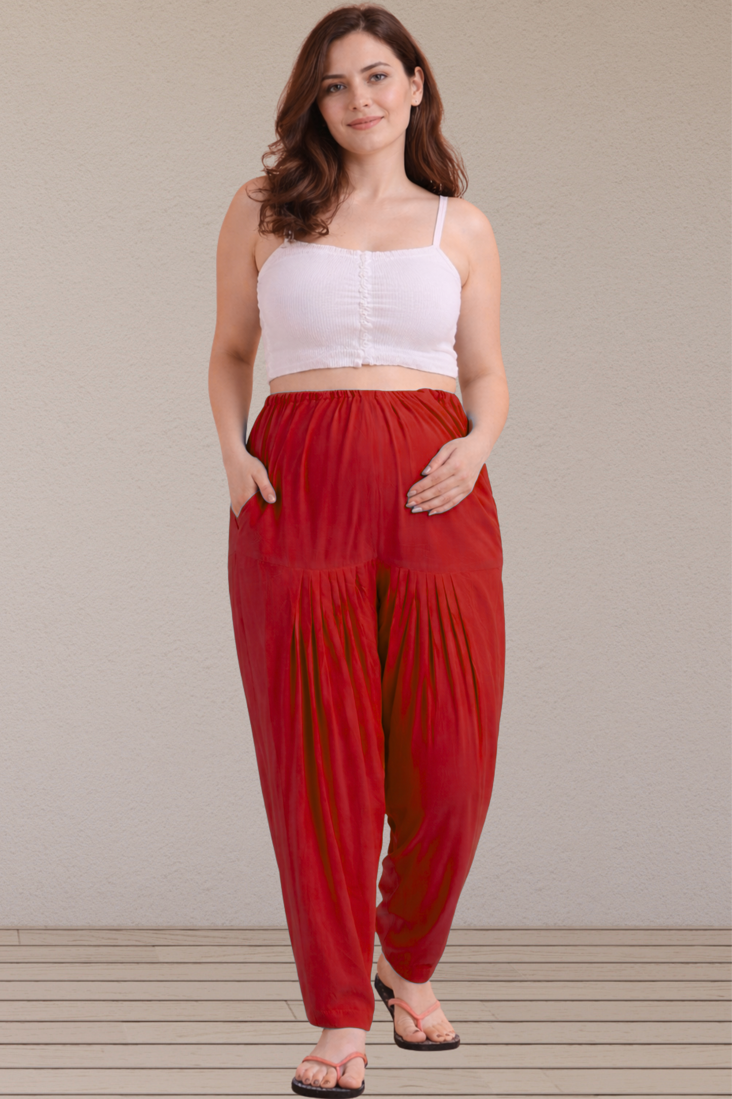 Red Easy Fit Rayon Maternity Salwar