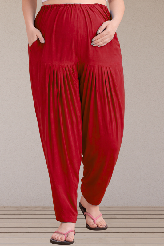 Red Easy Fit Rayon Maternity Salwar
