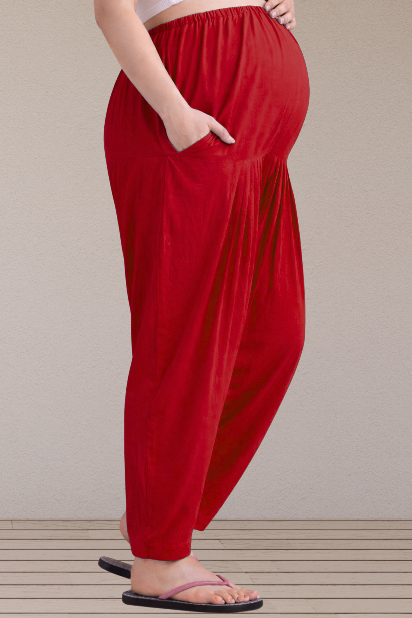 Red Easy Fit Rayon Maternity Salwar