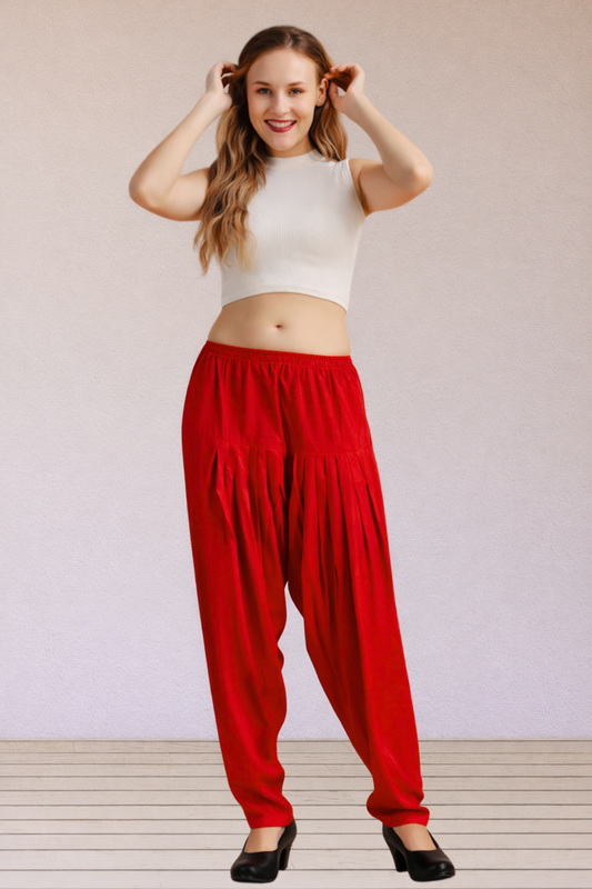 Red Easy Fit Rayon Salwar