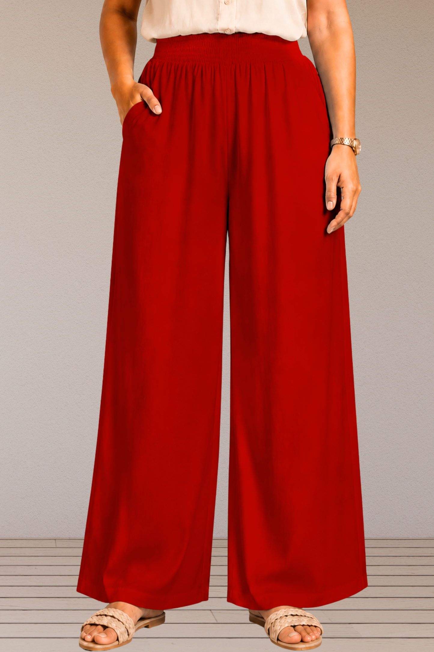 Red Flared Palazzo Pant