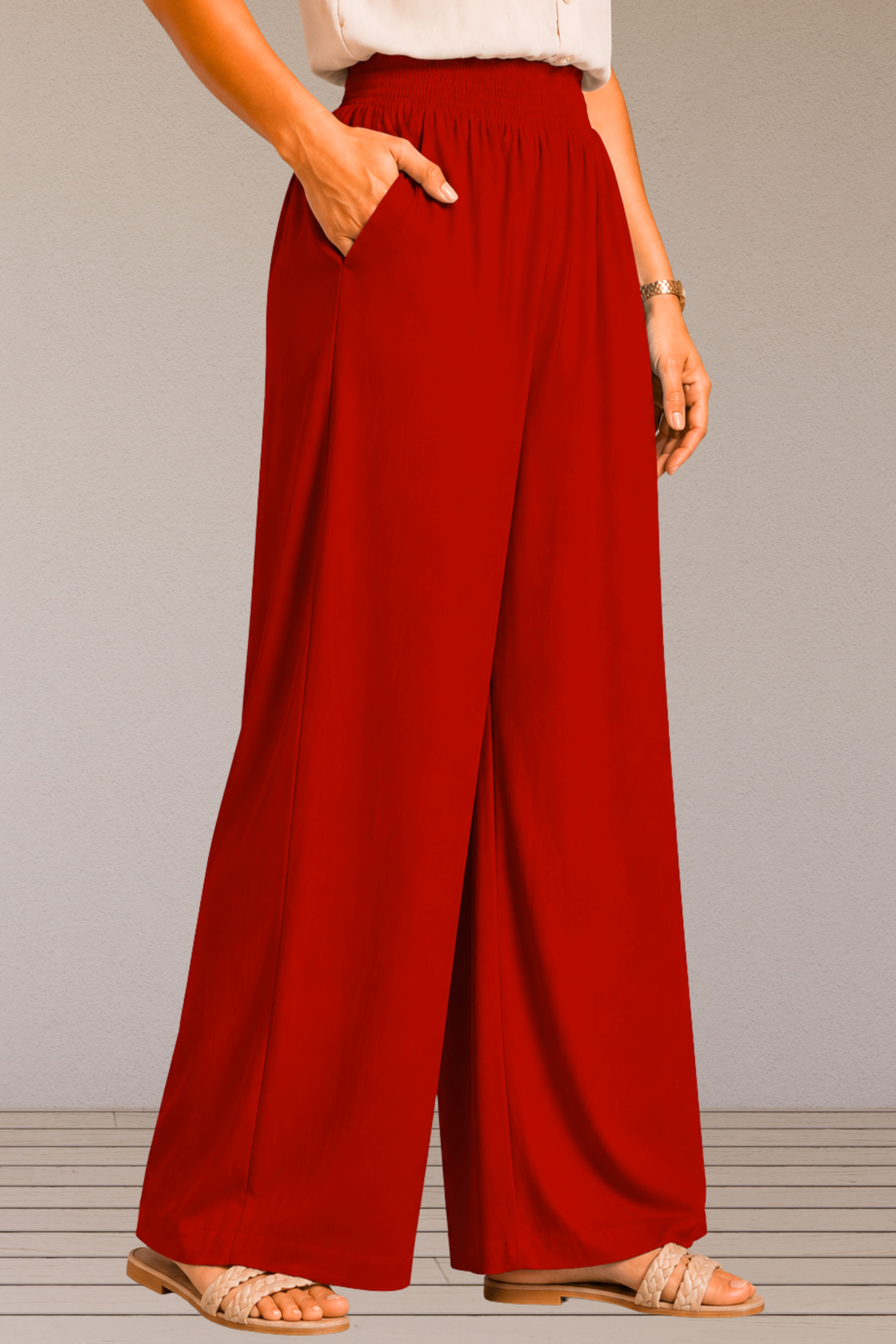 Red Flared Palazzo Pant