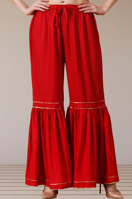 Red Frilled Rayon Sharara