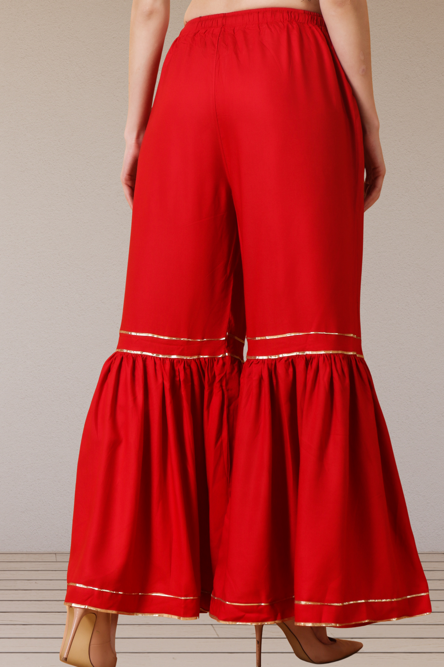 Red Frilled Rayon Sharara