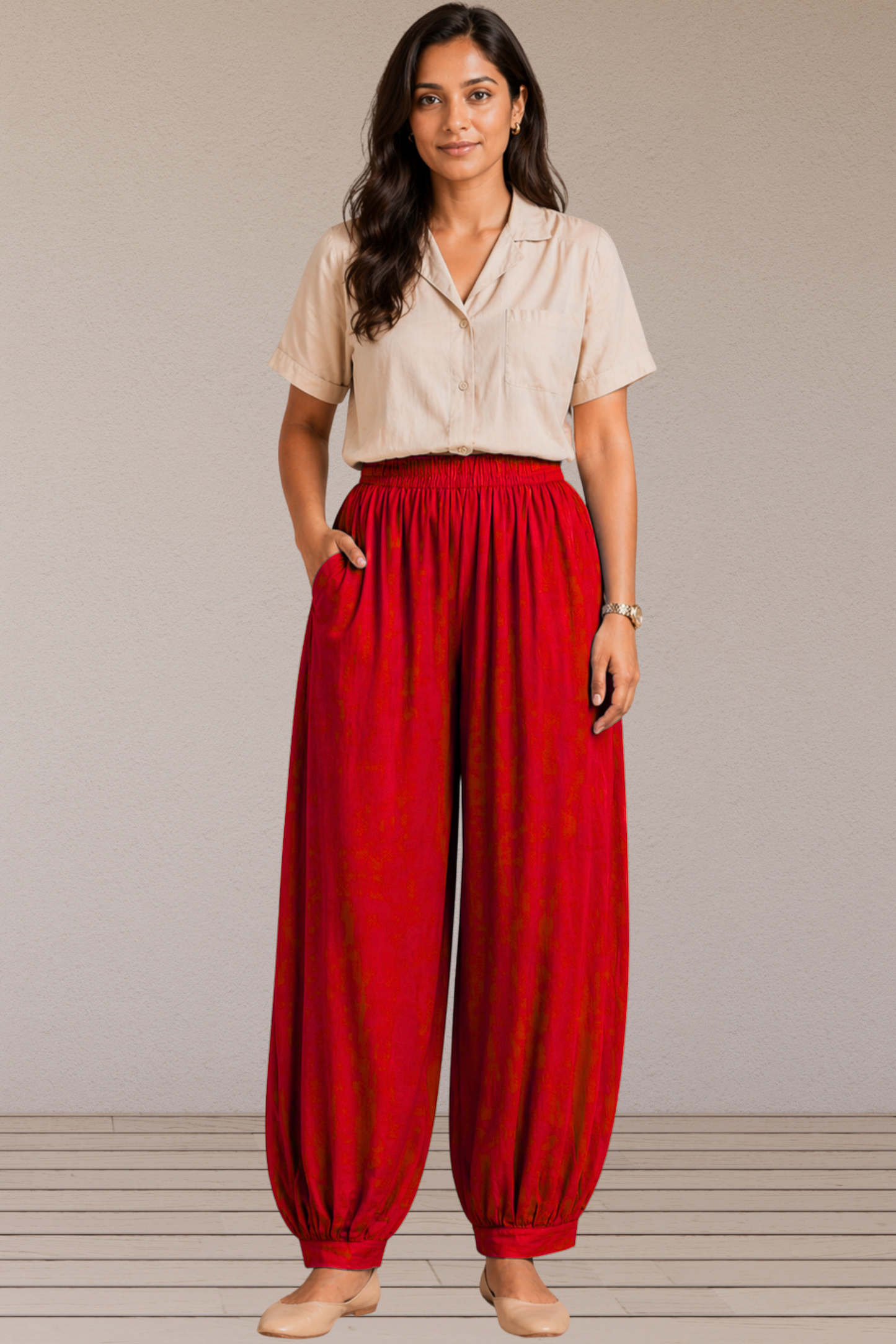 Red Rayon Afghani Pants