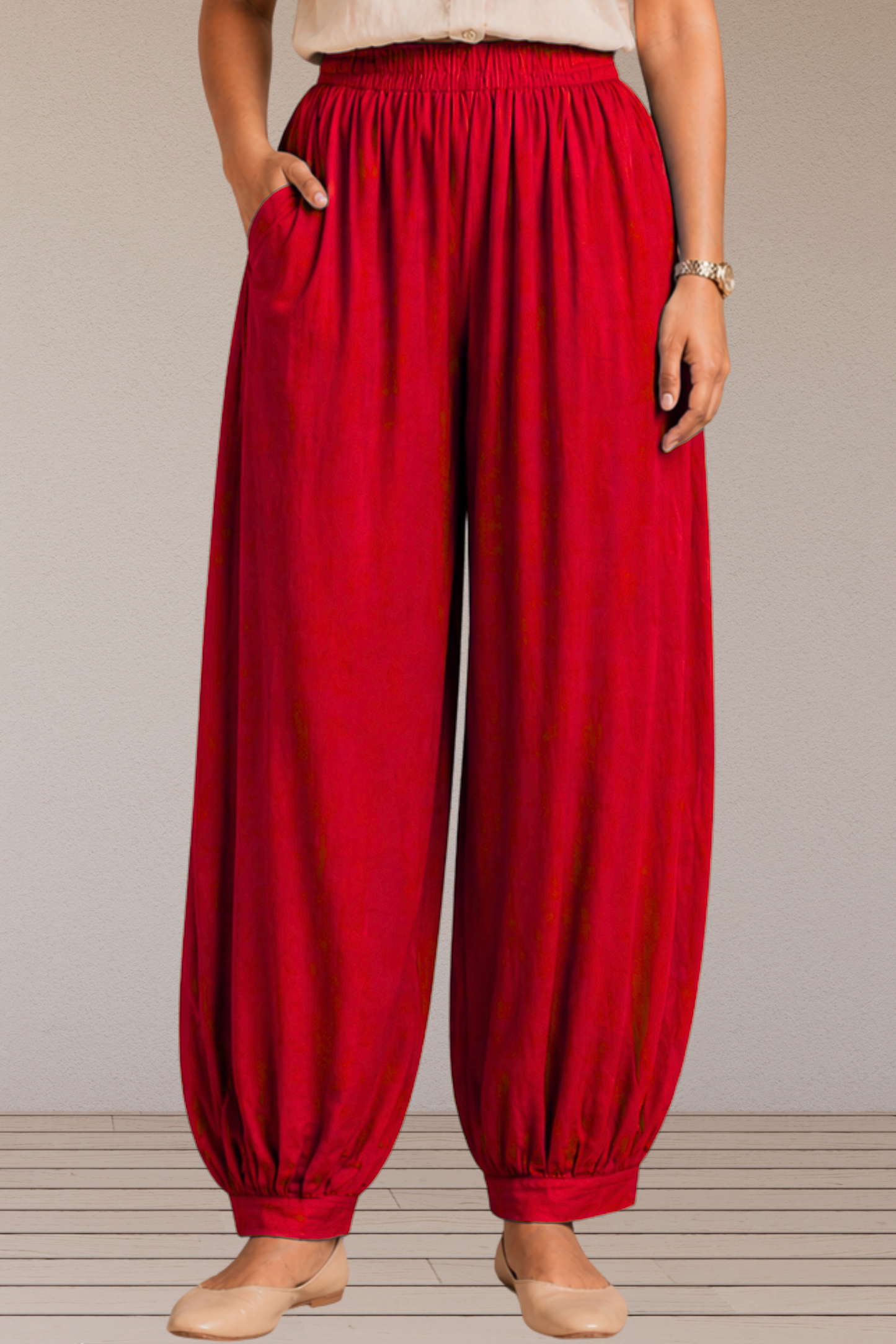 Red Rayon Afghani Pants
