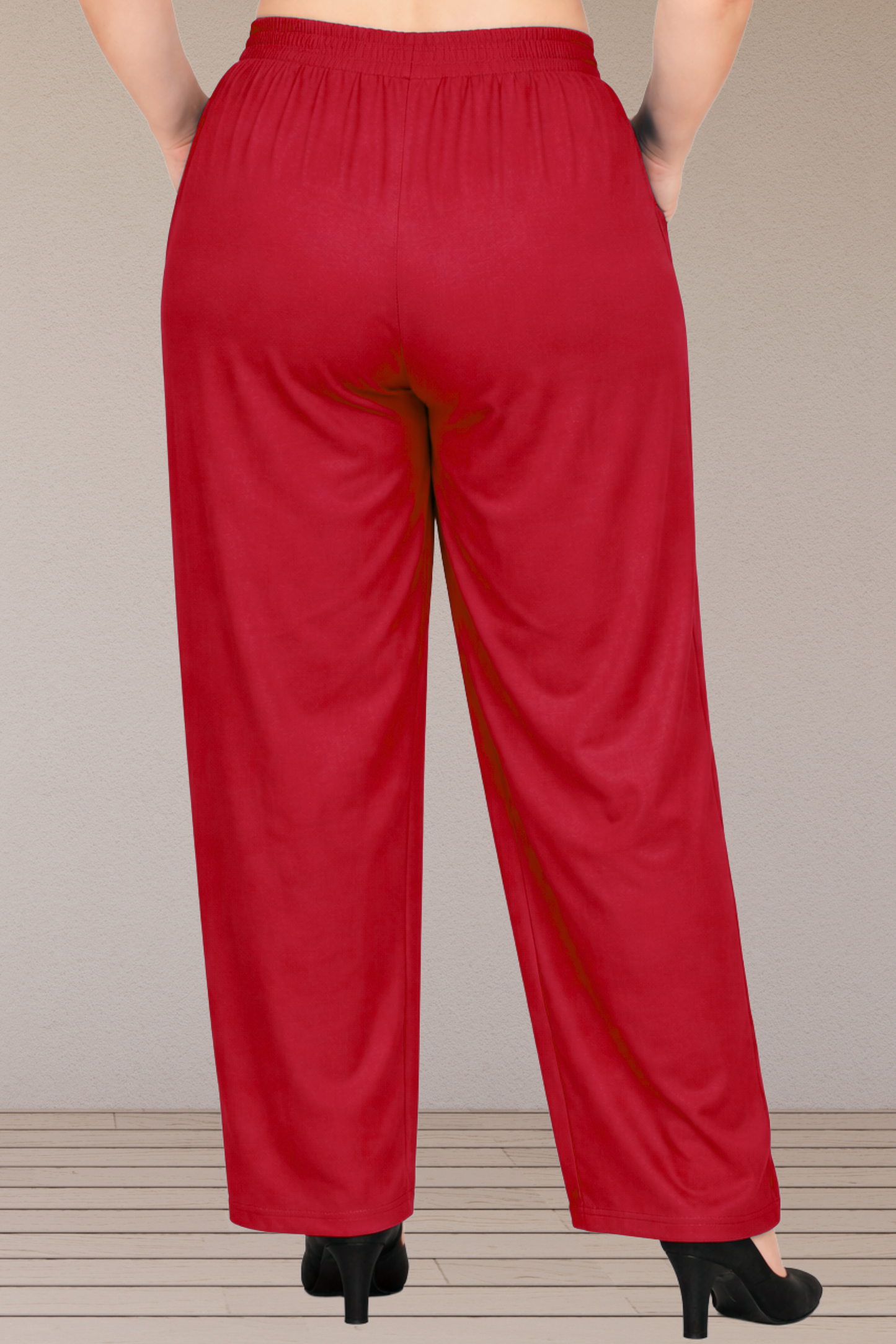 Red Rayon Belted Palazzo