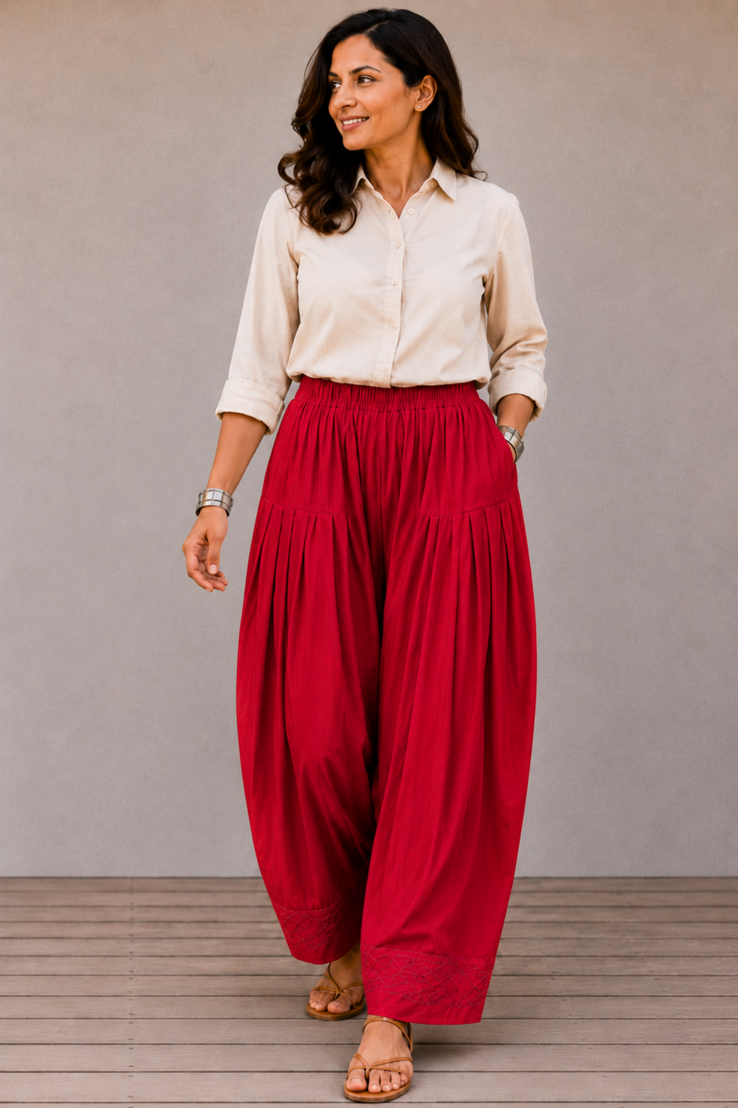 Red Rayon Farshi Salwar